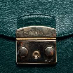 Pre Owned Furla Green Leather Metropolis Top Handle Bag
