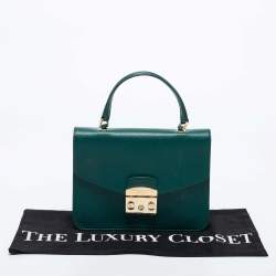 Pre Owned Furla Green Leather Metropolis Top Handle Bag