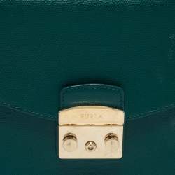 Pre Owned Furla Green Leather Metropolis Top Handle Bag