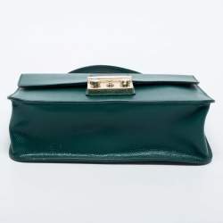 Pre Owned Furla Green Leather Metropolis Top Handle Bag