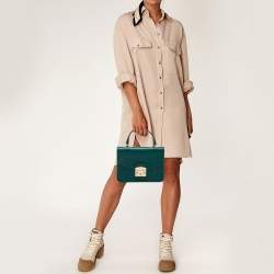 Pre Owned Furla Green Leather Metropolis Top Handle Bag