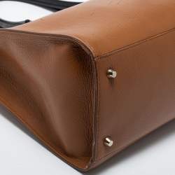 Furla Brown/Black Leather Pushlock Flap Tote