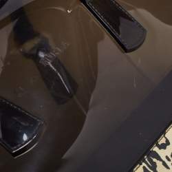 Pre Owned Furla Black/Beige Leopard Print Rubber and Leather Candy Satchel