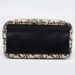 Pre Owned Furla Black/Beige Leopard Print Rubber and Leather Candy Satchel