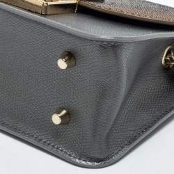 Pre Owned Furla Grey/Gold Leather and Glitter Interchangeable Flaps My Play Mini Metropolis Bag
