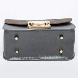 Pre Owned Furla Grey/Gold Leather and Glitter Interchangeable Flaps My Play Mini Metropolis Bag