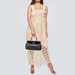 Pre Owned Furla Black Saffiano Leather Patty Tote