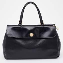 Pre Owned Furla Black Saffiano Leather Patty Tote