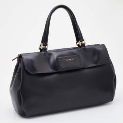 Pre Owned Furla Black Saffiano Leather Patty Tote