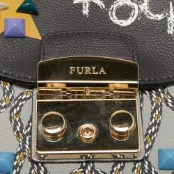 Pre Owned Furla Multicolor Studs Leather Metropolis Crossbody Bag
