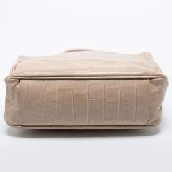 Pre Owned Furla Beige Croc Embossed Leather Practica Tote 