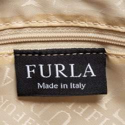Pre Owned Furla Beige Croc Embossed Leather Practica Tote 