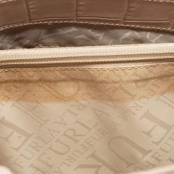 Pre Owned Furla Beige Croc Embossed Leather Practica Tote 