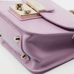 Furla Purple Leather Mini Metropolis Chain Crossbody Bag