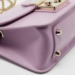 Furla Purple Leather Mini Metropolis Chain Crossbody Bag