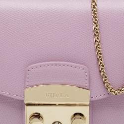 Furla Purple Leather Mini Metropolis Chain Crossbody Bag