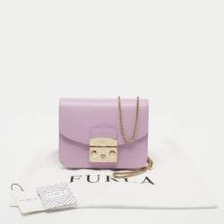 Furla Purple Leather Mini Metropolis Chain Crossbody Bag