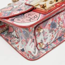 Pre Owned Furla Multicolor Graffiti Leather Mini Metropolis Chain Crossbody Bag