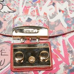 Pre Owned Furla Multicolor Graffiti Leather Mini Metropolis Chain Crossbody Bag