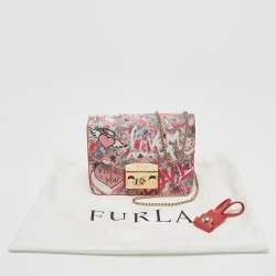 Pre Owned Furla Multicolor Graffiti Leather Mini Metropolis Chain Crossbody Bag