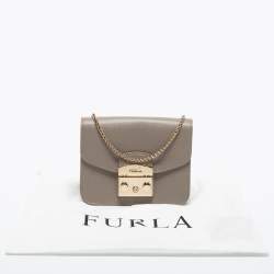 Pre Owned Furla Beige Leather Mini Metropolis Crossbody Bag