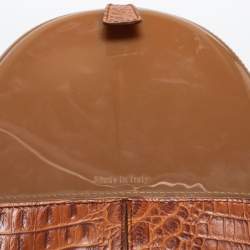 Pre Owned Furla Brown Embossed Leather and Rubber Medium Candy Satchel