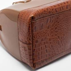 Pre Owned Furla Brown Embossed Leather and Rubber Medium Candy Satchel