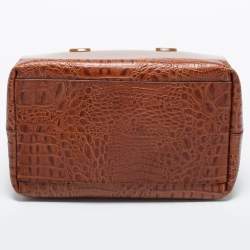 Pre Owned Furla Brown Embossed Leather and Rubber Medium Candy Satchel