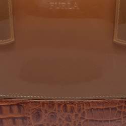 Pre Owned Furla Brown Embossed Leather and Rubber Medium Candy Satchel