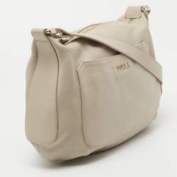 Pre Owned Furla Taupe Leather Crossbody Bag
