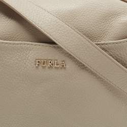 Pre Owned Furla Taupe Leather Crossbody Bag