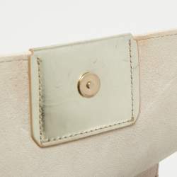 Furla Gold/Cream Leather and Python Embossed Leather Shoulder Bag