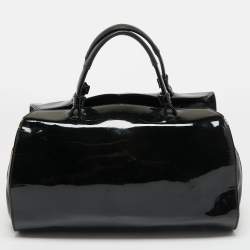 Pre Owned Furla Black Patent Leather Zip Satchel
