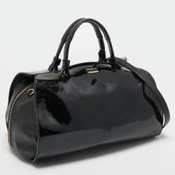 Pre Owned Furla Black Patent Leather Zip Satchel