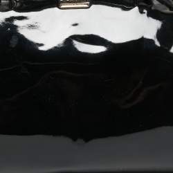 Pre Owned Furla Black Patent Leather Zip Satchel