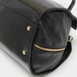 Pre Owned Furla Black Patent Leather Zip Satchel