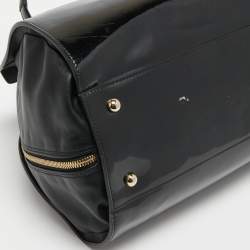 Pre Owned Furla Black Patent Leather Zip Satchel