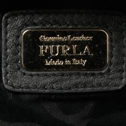 Pre Owned Furla Black Patent Leather Zip Satchel