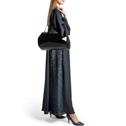 Pre Owned Furla Black Patent Leather Zip Satchel