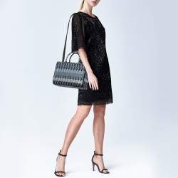 Pre Owned Furla Blue Printed Jacquard Small Opportunity Tote 