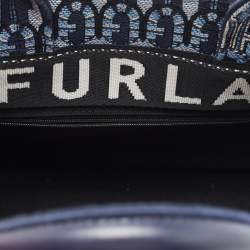 Pre Owned Furla Blue Printed Jacquard Small Opportunity Tote 
