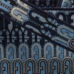 Pre Owned Furla Blue Printed Jacquard Small Opportunity Tote 