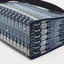 Pre Owned Furla Blue Printed Jacquard Small Opportunity Tote 