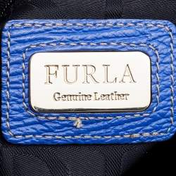 Pre Owned Furla Blue Leather Top Zip Hobo