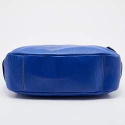 Pre Owned Furla Blue Leather Top Zip Hobo