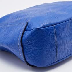 Pre Owned Furla Blue Leather Top Zip Hobo