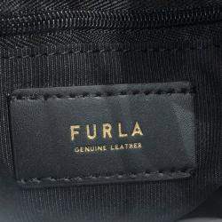 Furla Black Leather Atena Drawstring Bucket Bag