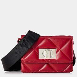 Furla Red Quilted Leather Micro 1927 Soft Crossbody Bag