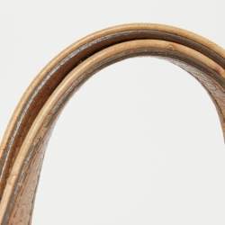 Pre Owned Furla Beige Ostrich Zip Detail Satchel