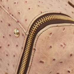 Pre Owned Furla Beige Ostrich Zip Detail Satchel